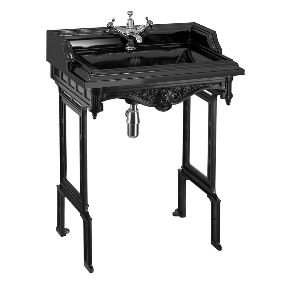 Classic 65cm basin and black aluminium basin stand JET